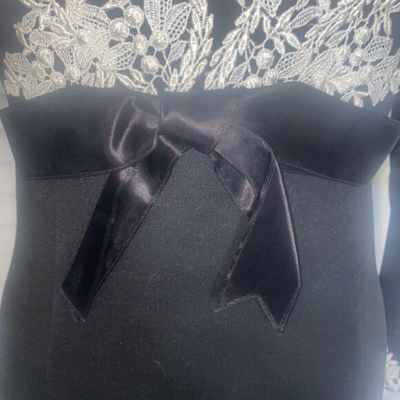 Vintage 60s 70s Handmade Women's Dress Formal Back Polyester w/ Appliques Medium - Picture 7 of 9